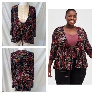 Torrid Babydoll Floral Cardigan, size 1X